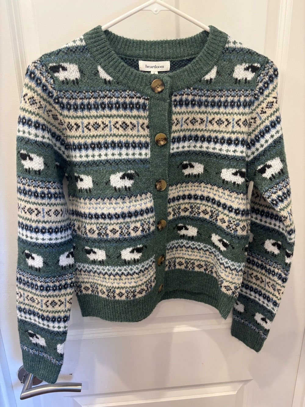 NWT Heartloom fair isle sheep pattern cardigan - S